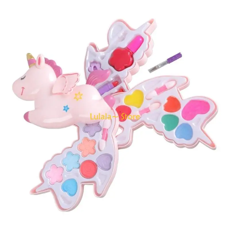 Y4QA Kid Girls Makeup Cosmetic Set with Storage Box Eyeshadow Makeup Toy Set