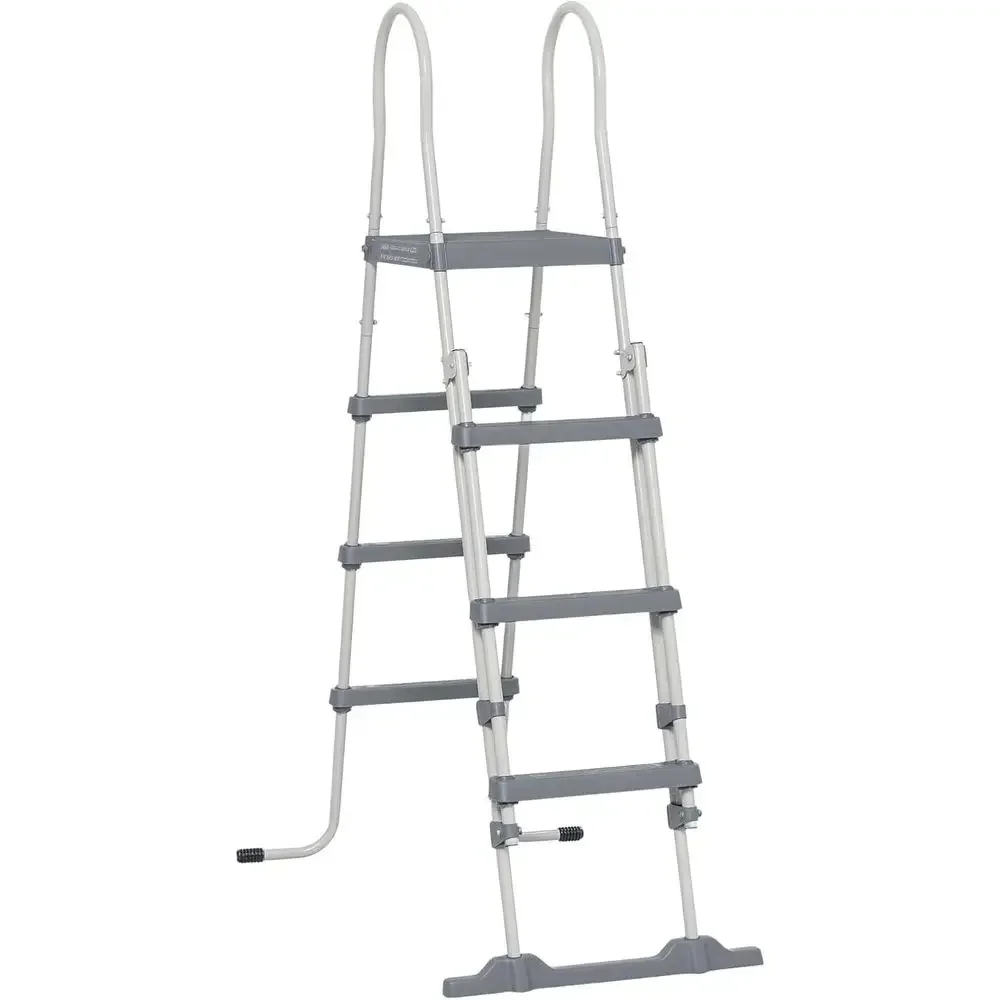 Gray 70 Above Ground Pool Ladder with Top Platform, Non-Slip Steps and Rounded Handrails for 48 Pool Walls