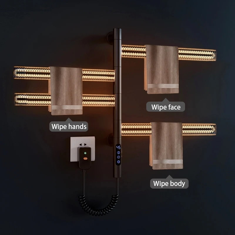 Rotatable stainless steel heating towel rack wall-mounted smart heater