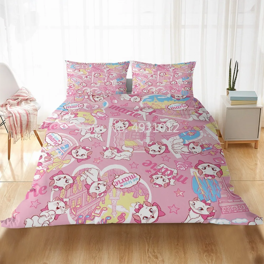 

Disney Cute Small Mini Marie Cat Bedding Sets Single Twin Baby Children Girls Duvet Cover Pillowcase Comforter Bed Cover