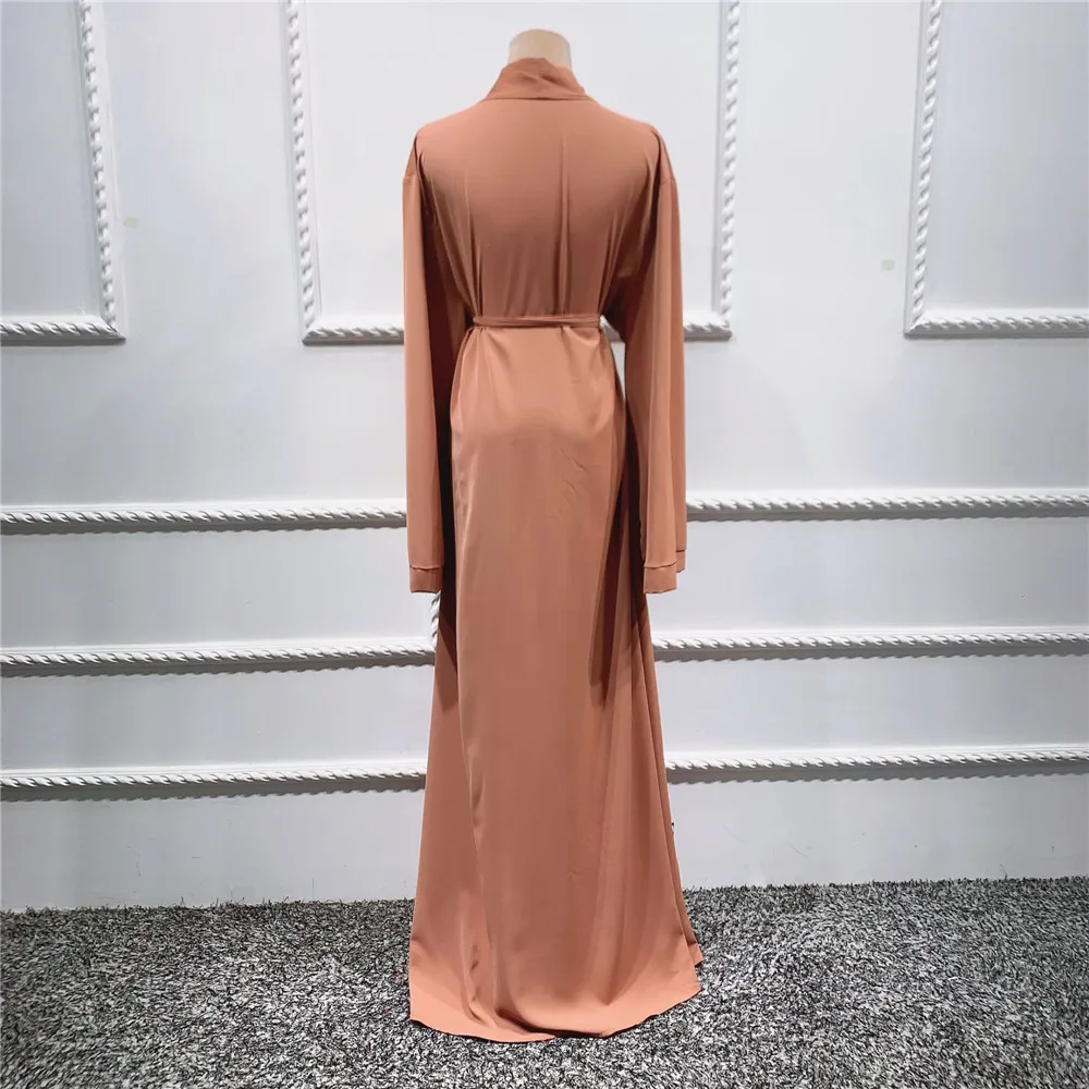 Robe Abaya Ouverte avec Perles pour Femme Musulmane, Kimono, Kaftan, Hijab, Cardigan, Jalabiya, Vêtement Islamique, Eid Ramadan, Dubaï, Turquie, 2024