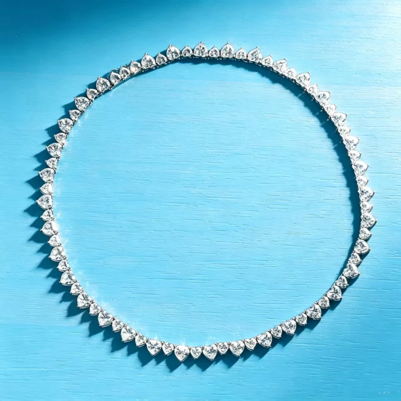 Gourch Full D Color VVS1 Heart Cut Real Moissanite Tennis Necklace Women 925 Sterling Silver Chain Hip Hop 14K White Gold Plated