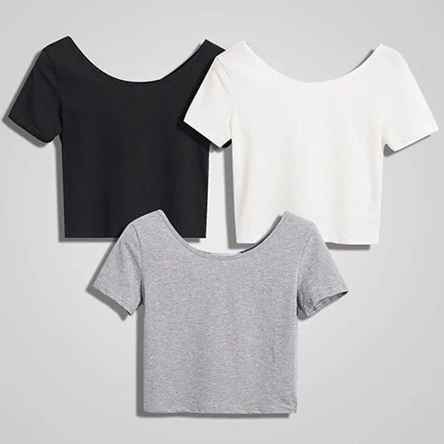 Summer T Shirt Women New Solid Color Casual Sports Short Umbilical Harness Hot Female Tee Tshirts Dropshipping YKDsm503