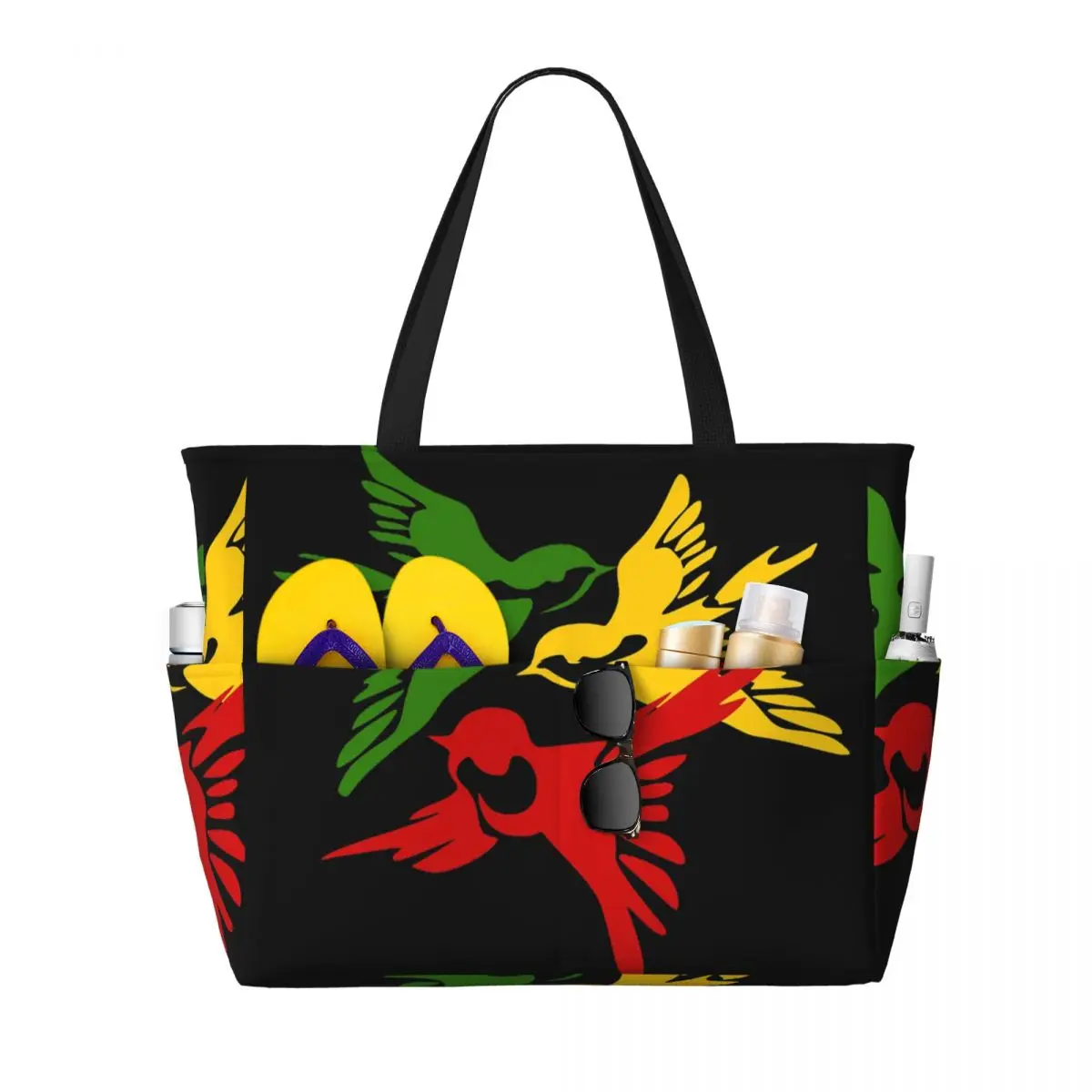 Bob Marley 3 Little Birds Ajax Beach Tote Bag Sport Gym Yoga Duffle Large Tote Bag Women Travel Bag Fitness bag