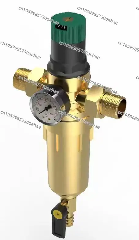 Brass 3 in 1 Household Whole House Backwashing Water Filtration System Rotary 40 Micron Mesh Filter Water Pressure Regulator