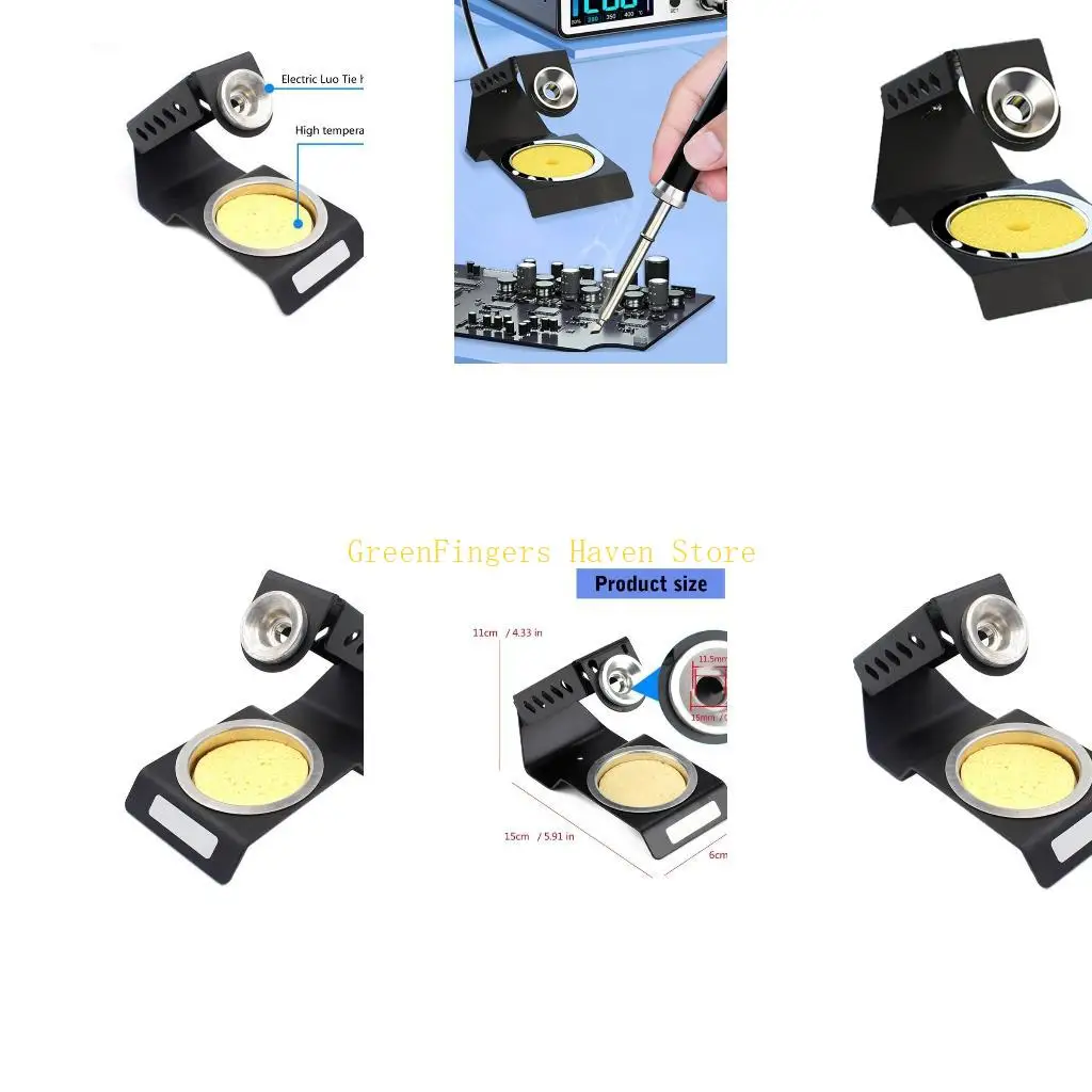 F68D Soldering Iron Holder Solder Iron Stand Black Base Soldering Tip Cleaner Soldering Iron Station Stand for T3A Soldering