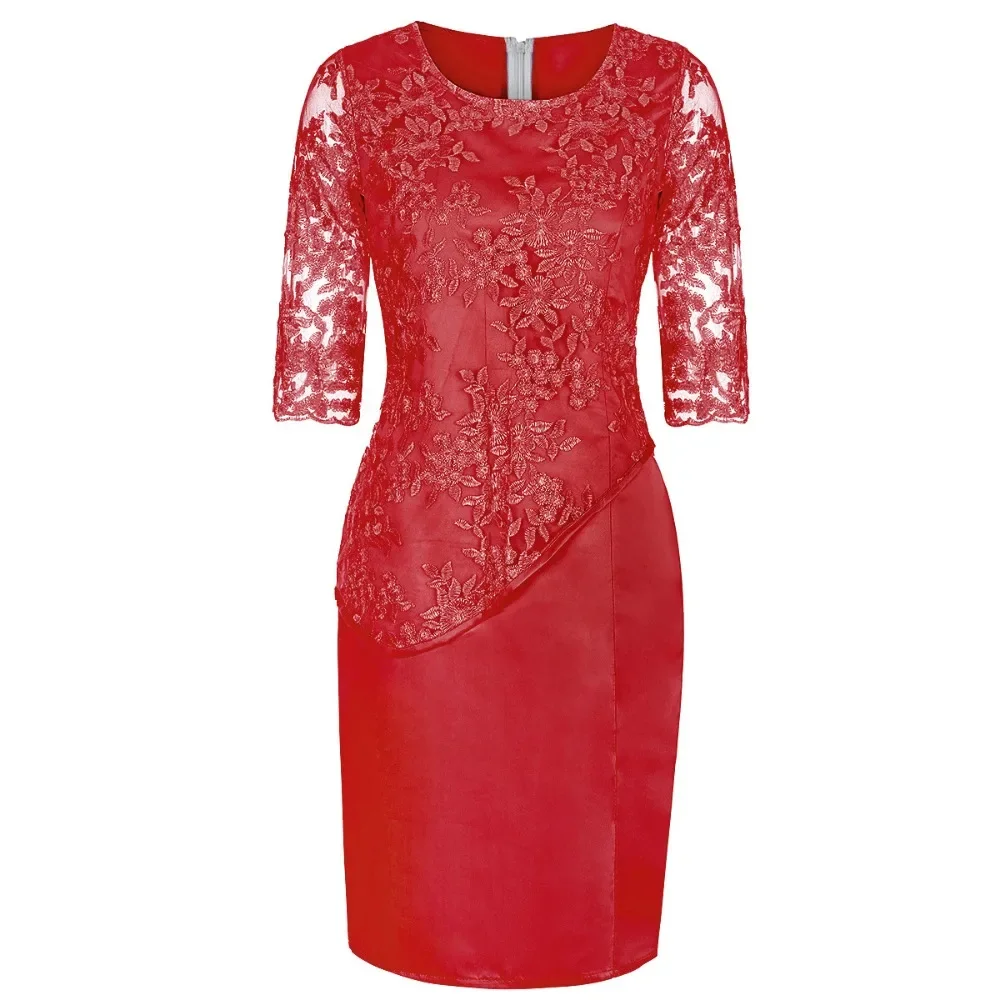 Plus Size Plus Size Women's Clothing New Style Fast Selling  Splicing Two-Piece Illusion Dress Gown with Medium Sleeves 2024