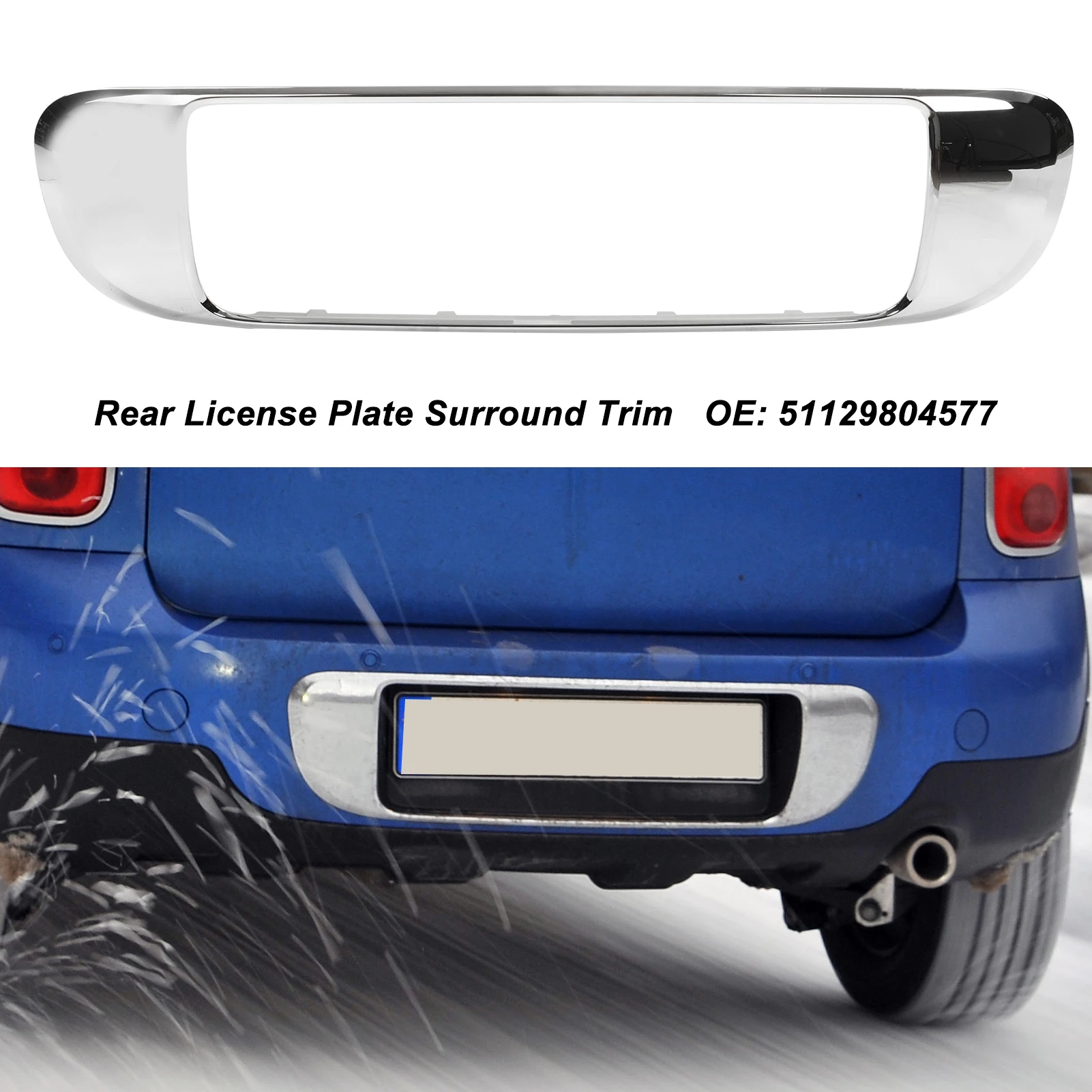 

Chrome Rear Bumper License Plate Surround Trim Molding 51129804577 For Cooper Base Countryman R60 2010‑2016