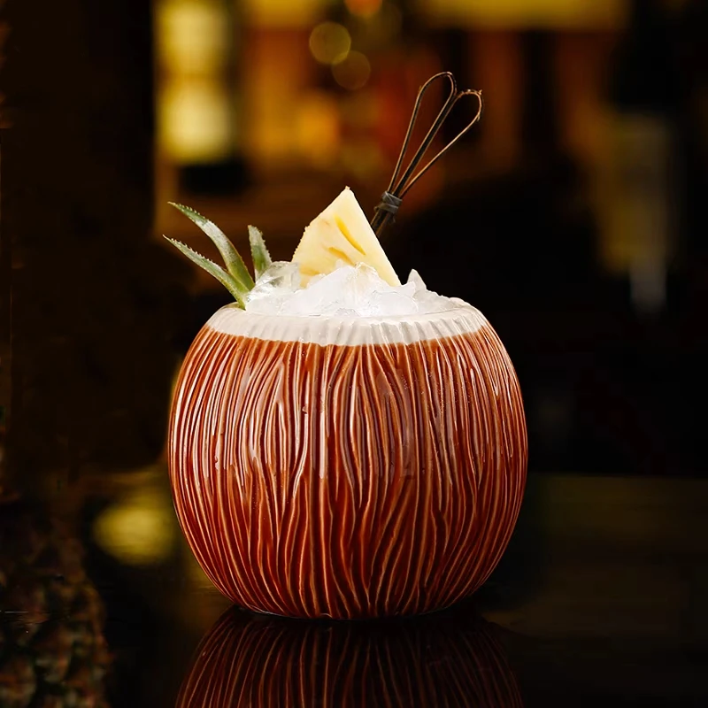 

550ml Coconut Shape Hawaii Tiki Mugs Ceramic Mug Mug For Gifts Cups And Mugs Cocktail Cup