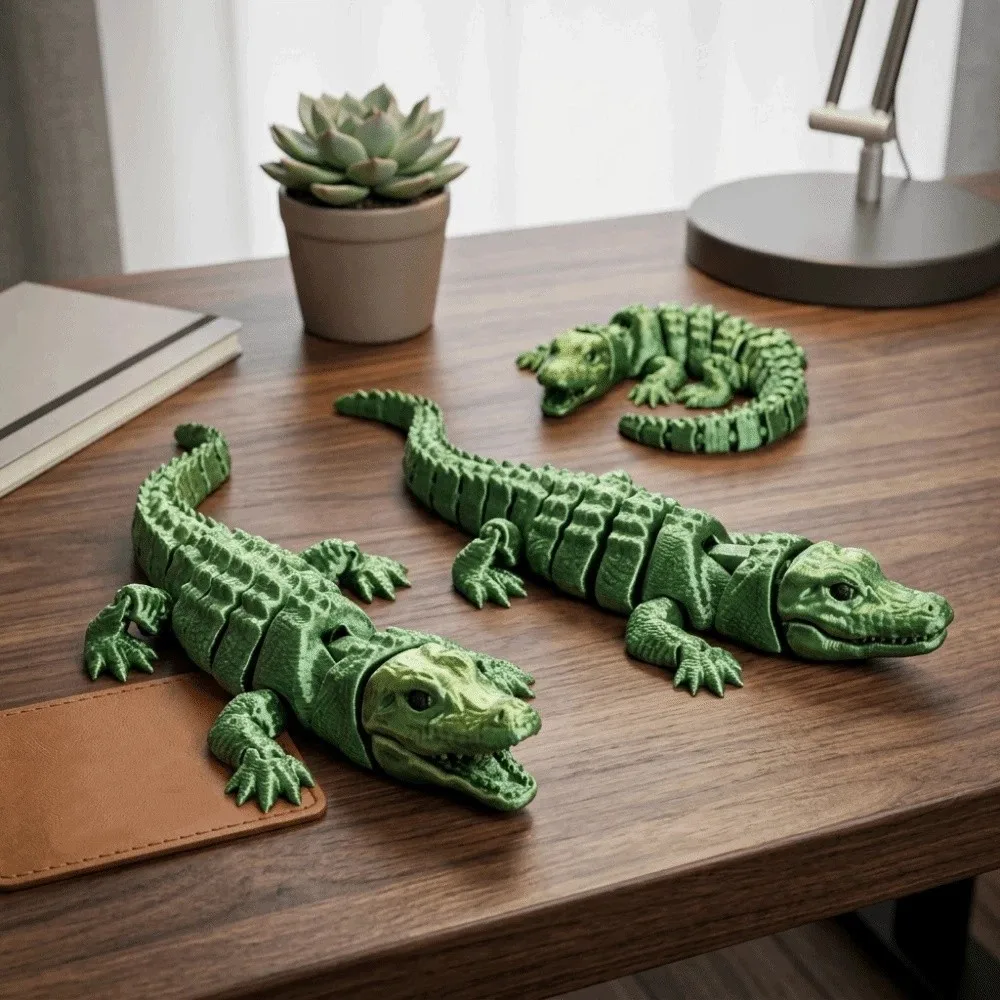 Creative 3D Printed Simulation Crocodile Model Multi-joint Moveable Crocodile Figure Model Lifelike Flexible