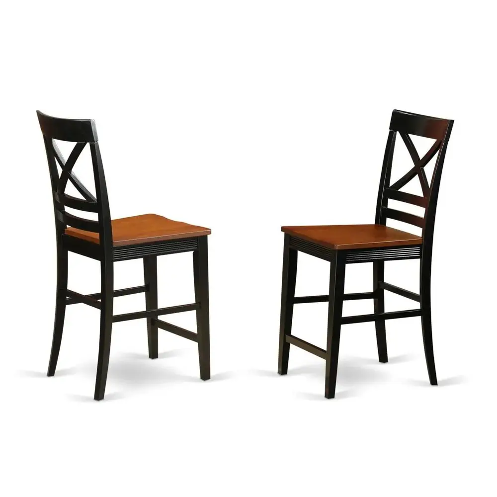 

QUSBLKW Quincy CounterHeight Bar Stool Pub Height Wooden Chairs, Set of 2, Black amp Cherry