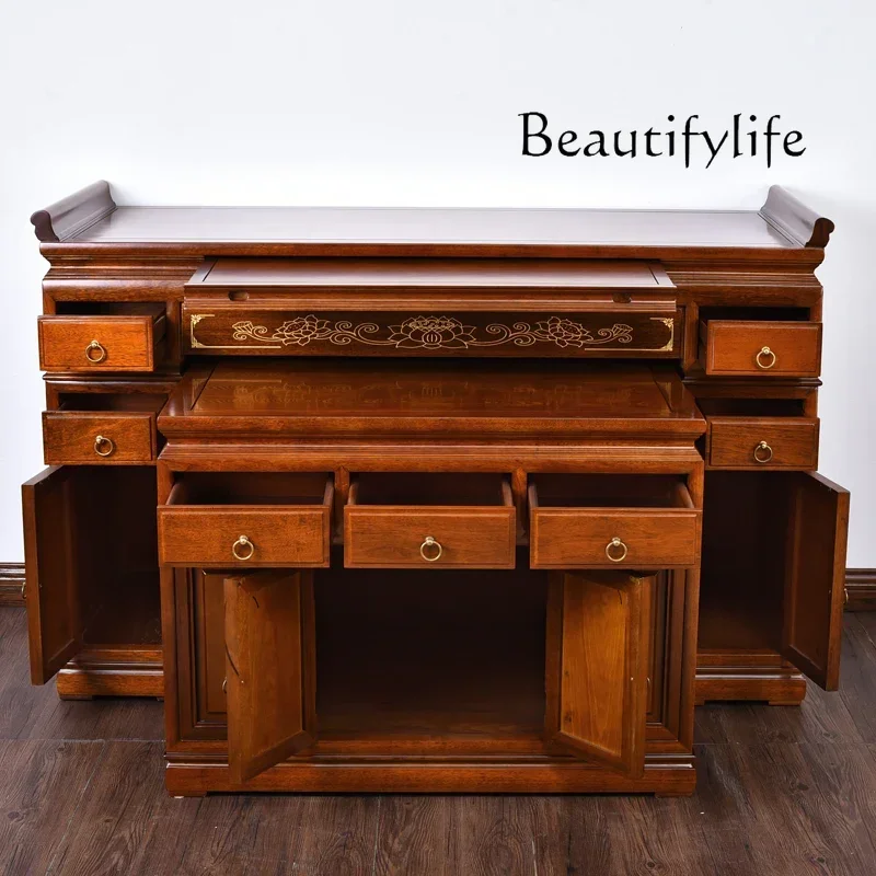 

Zhongtang Altar Guanyin Worship Table Solid Wood a Long Narrow Table God of Wealth Buddha Niche Buddha Cabinet