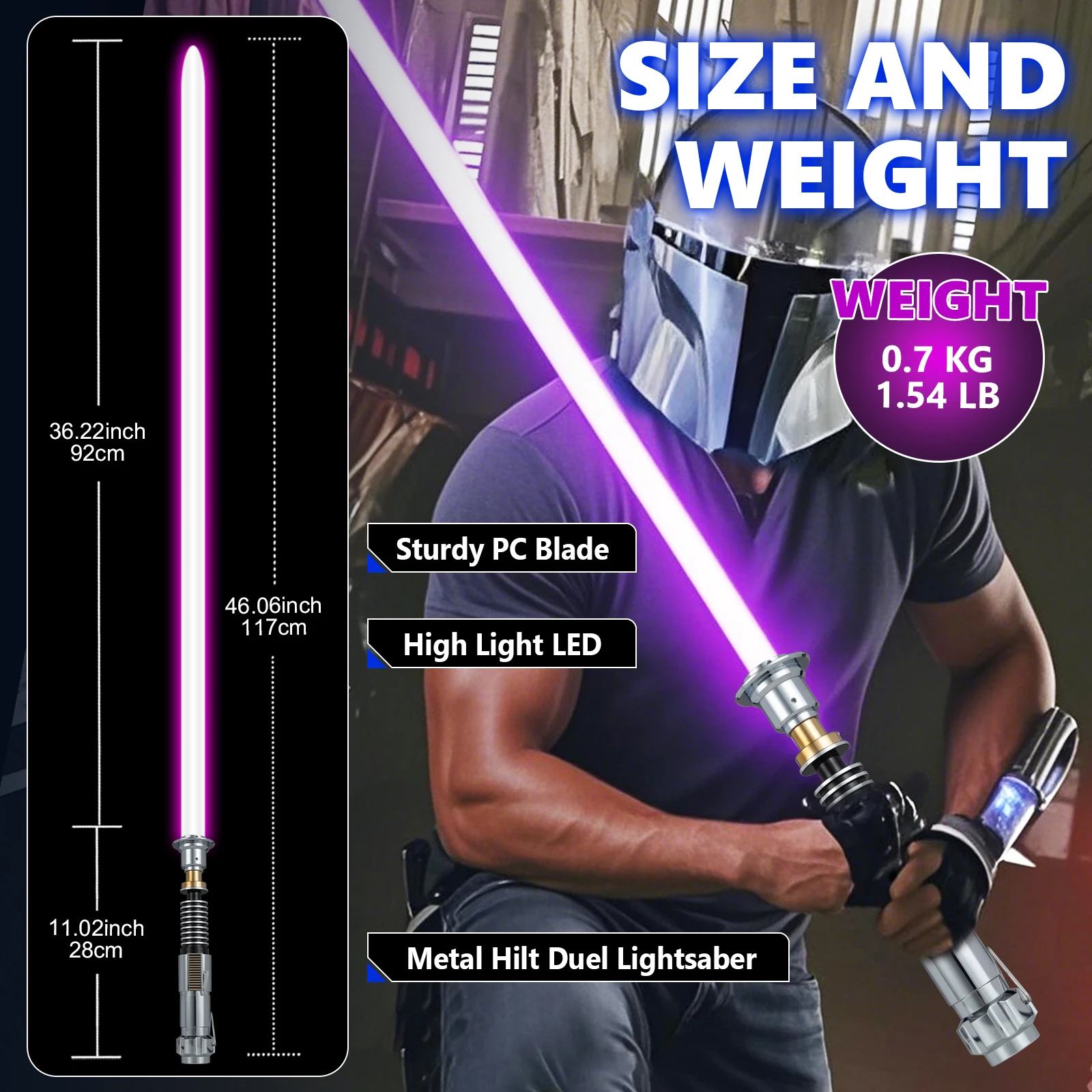 PHS Luke V2 Smooth Swing Lichtschwert Metallgriff für schwere Duellfarbwechselgeräusche Force Blaster Jedi Laser Sword Toys