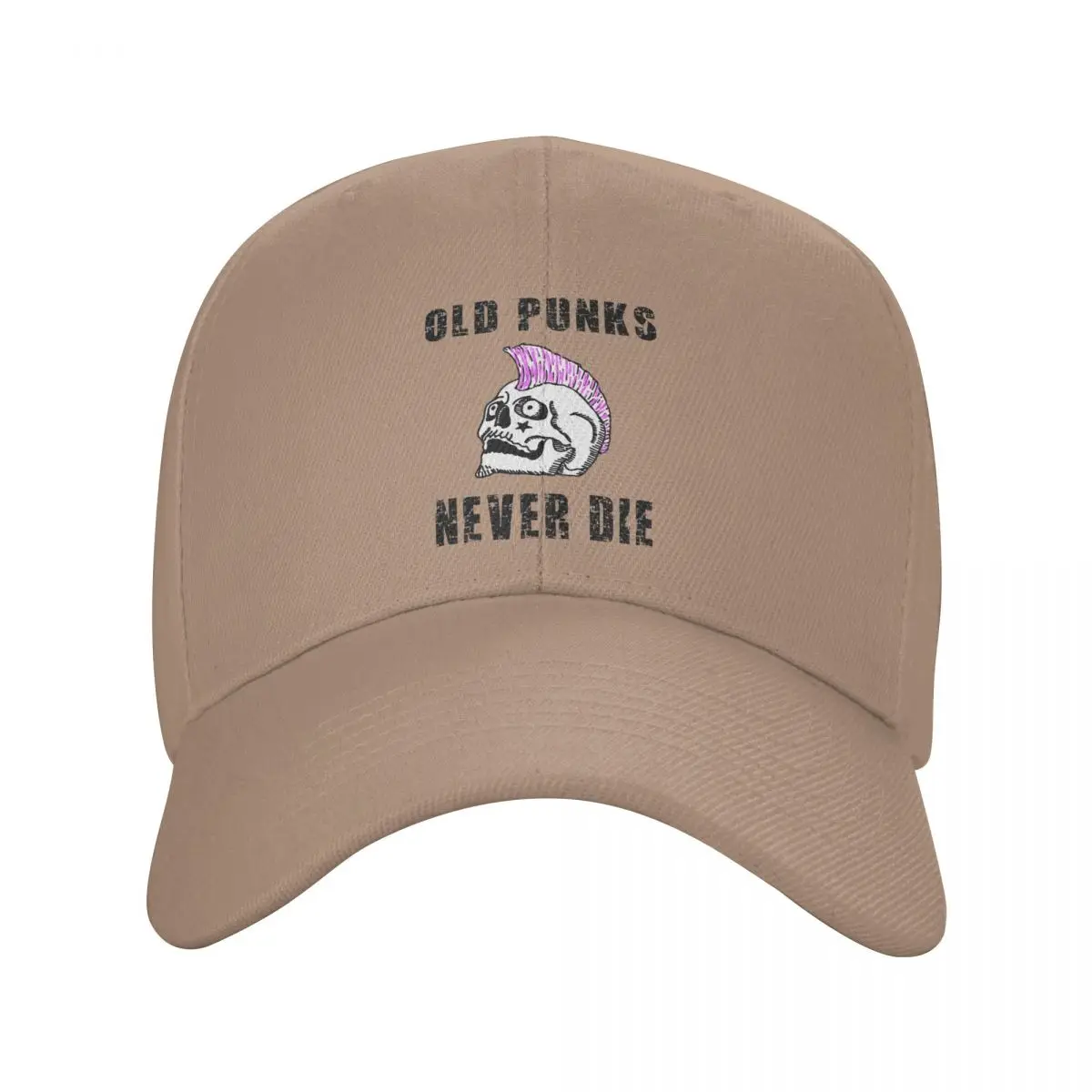 Washed Men's Baseball Cap Skull, Punk Professional Trucker Snapback Caps Dad Hat Old Punks Never Die Golf Hats