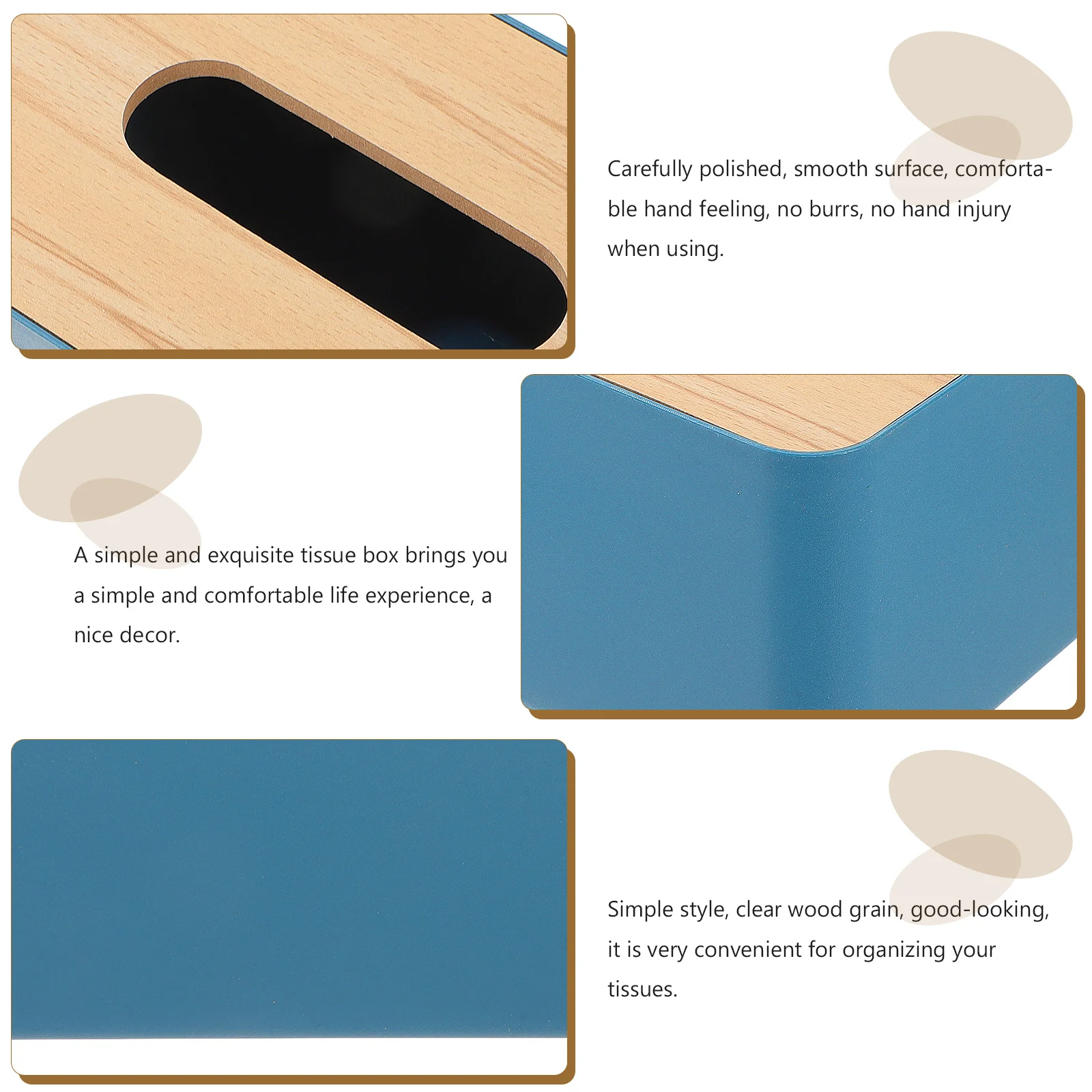 

1pcs Wooden Lid Tissue Box Simple Design Smooth Surface Home Hotel Office Decor Napkin Storage Holder Tissue Container