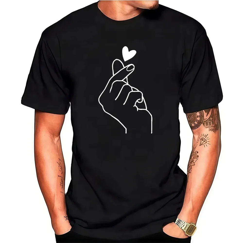 

Men's Printed T-Shirt Solid Color Finger Heart Fashion Sweatshirts Short Sleeve Tops Unisex Tee Shirt 2026 Graphic Pullovers New