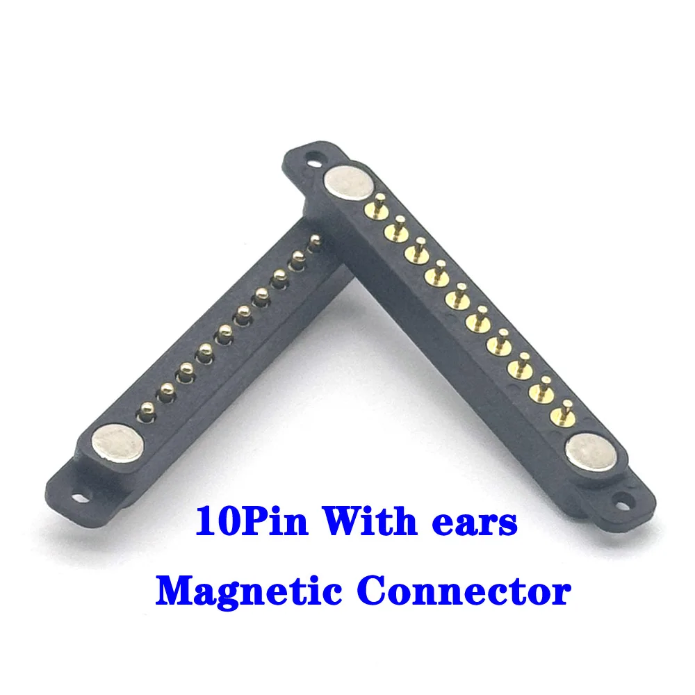 

1sets 10Pin With ears Waterproof DC Magnetic Pogo Pin Connector 1A Pogopin Male Female Spring Loaded DC Power Socket 10P