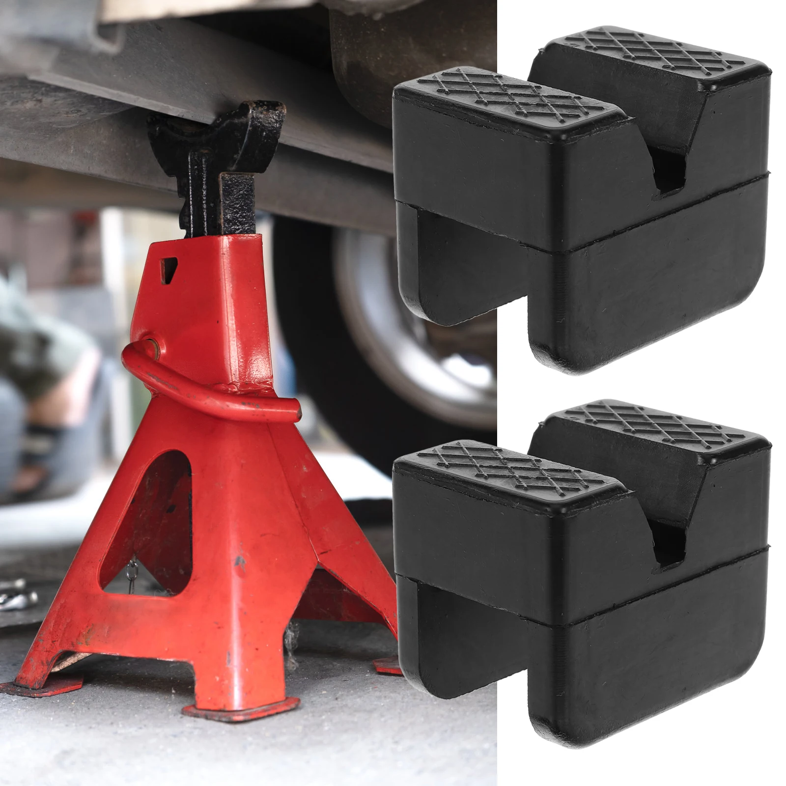 

2pcs Rubber Block Jack Pad for Car Caravan Trailer Durable Practical Automotive Maintenance Repair Floor Lift Disk