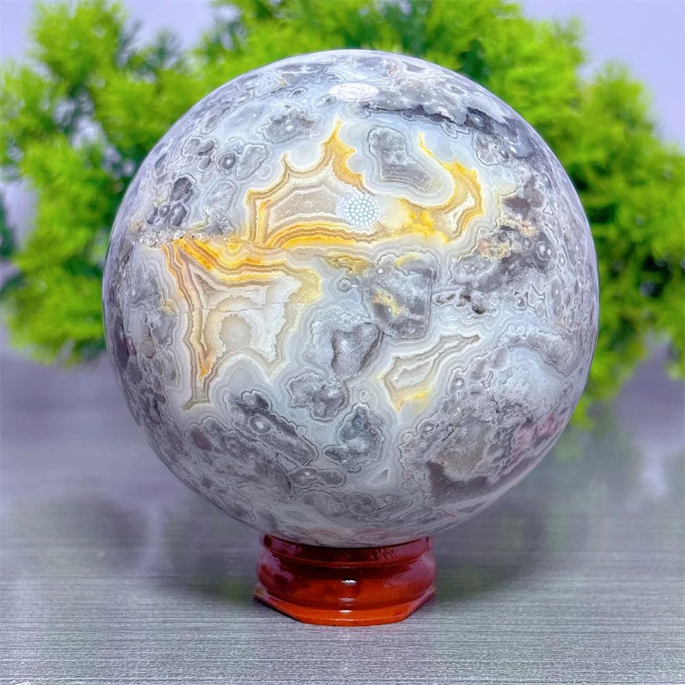 Mexico Agate Sphere Natural Crystal Home Decoritems Room decor Luck Quartz Stone Garden Reiki Healing Energy Love Gifts +Stand