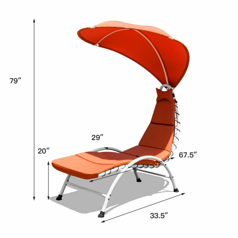 Humanized Seat Design Patio Hammock Chaise Lounger Chair Canopy Upgraded Materials Sturdy Frame Outdoor Furniture Sun Loungers