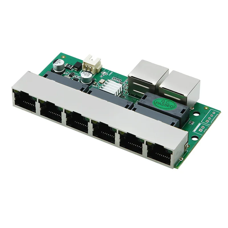 8-poorts 100Mbps Switch Module 6 + 2P Brede Spanning Ingebouwde Industriële Ethernet Netwerk Moederbord Mini Kleine PCB