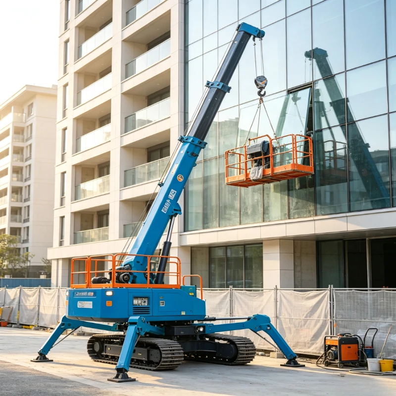 Robust 8t Spider Crane Kubota Engine Micro Crawler Crane for Shipyard Repair Work