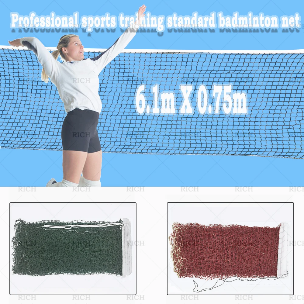 Filet de badminton standard pour entraînement sportif professionnel, filet de tennis en maille, filet de volley-ball en plein air, exercice, livraison directe, 1PC, 6.1m X 0.75m