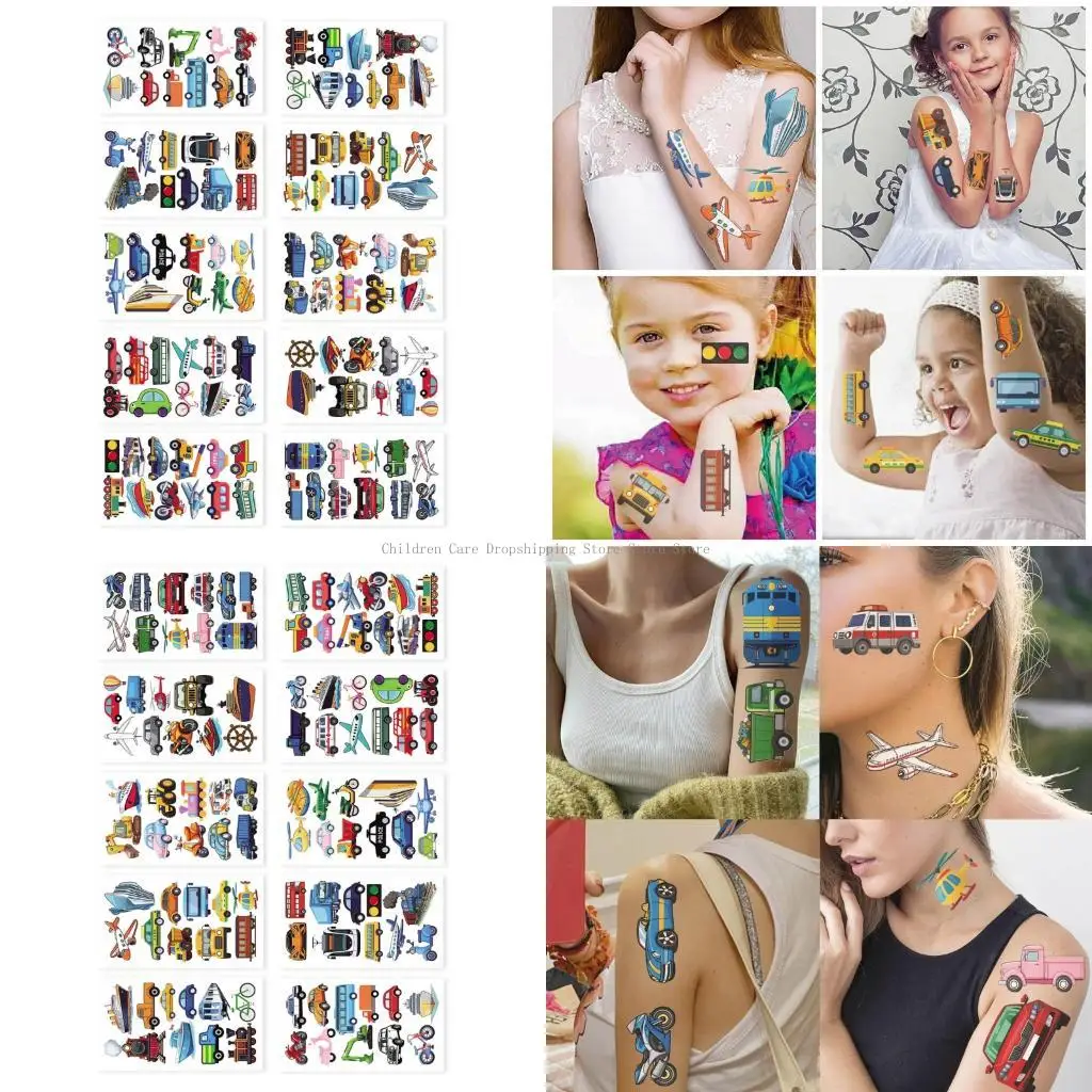 10 szt. Pojazd z kreskówek Tymczasowa marka Bezpieczna twarz Niełatwo zastosować naklejki dla dzieci