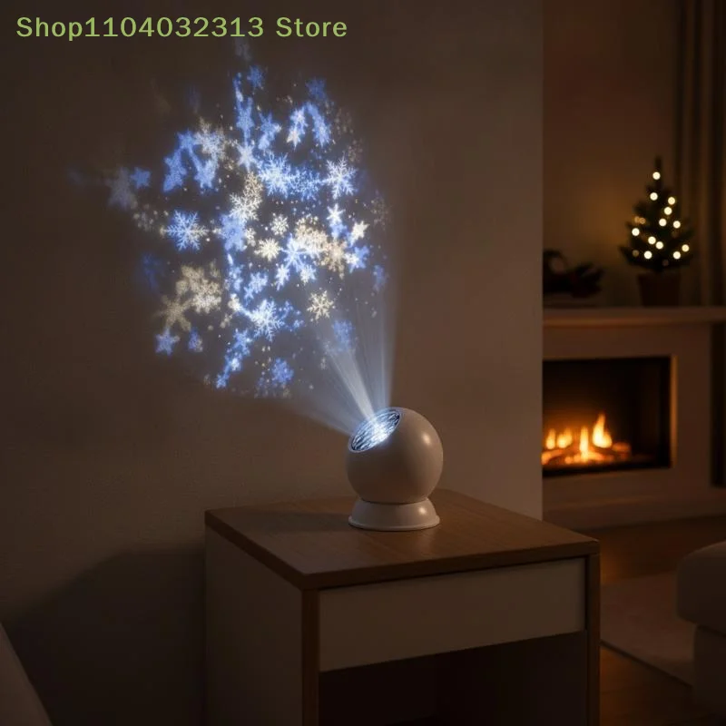 petiteLED Snowflake Projection Lamp 360° Rotatable Base Replaceable Lenses for Xmas Wedding Party Ambient Decoraccessories