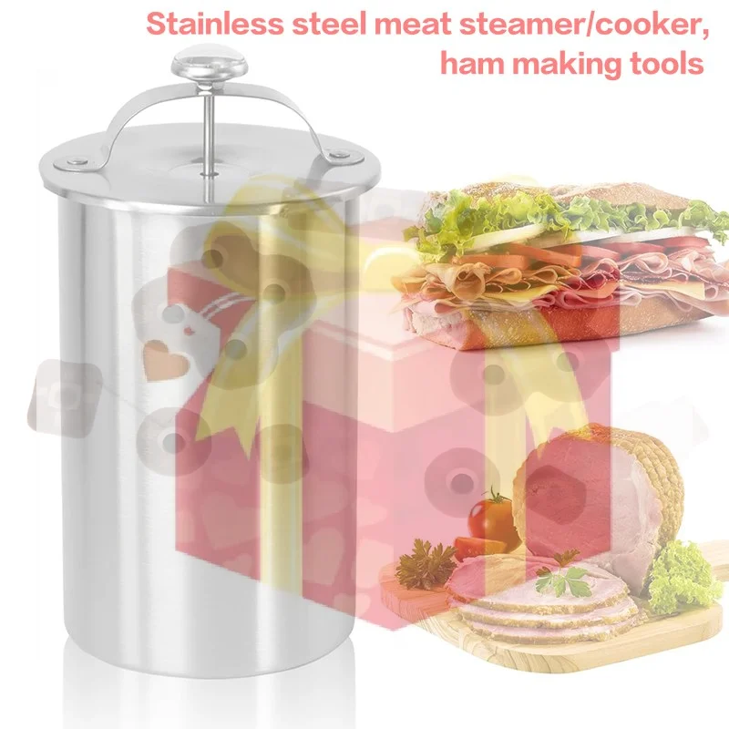 【HG】Ham Maker Stainless Steel Meat Press Cooker Deli Meat Press Mold With For Pork Poultry Cooking Kitchen Accessories