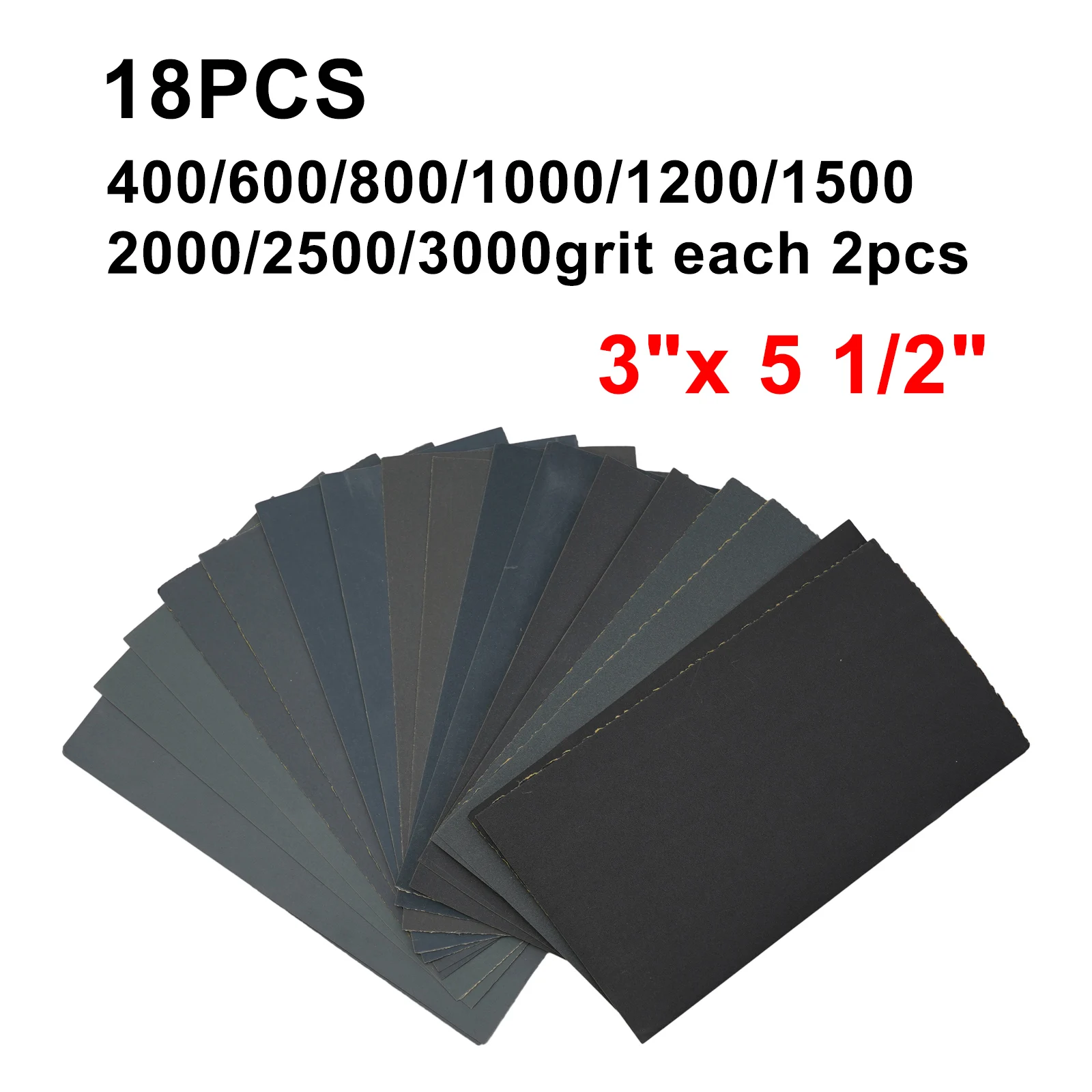 18pc Sandpaper 400-3000grit Sand Paper Water/Dry Sanding Paper Abrasive Tool For Wood Sanding Metal Polishing Sheet Sanding Tool
