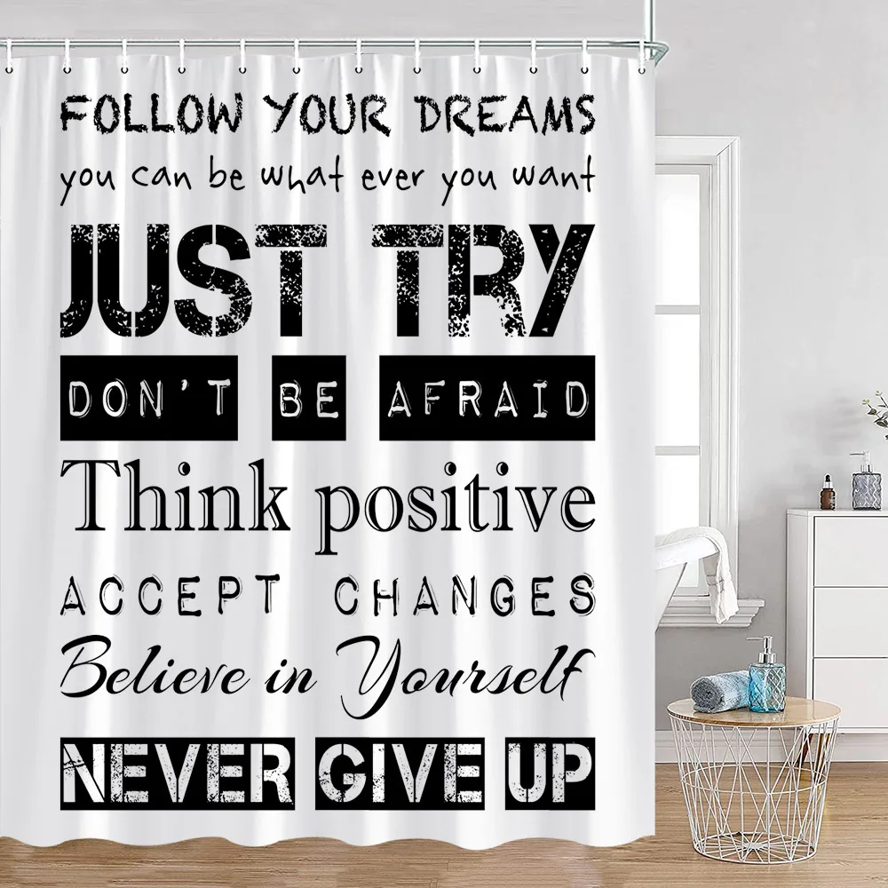 Motivational  Words Simple Art Shower Curtains Bathroom Rules Bath Curtain Trust Life Bathroom Curtain Hello Summer Bath Curtain