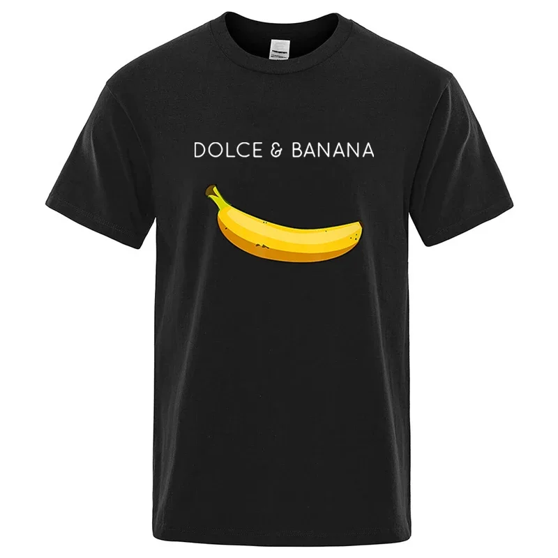 Summer Men T-shirt High Quality Cotton Blend Funny Banana Printing Loose O-neck Men Short Sleeve