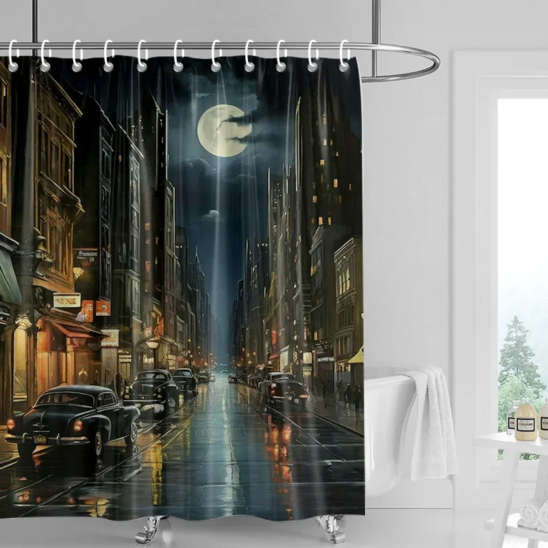 

Creative car illustration shower curtain waterproof bathroom curtain partition curtain bathroom decoration with 12 hooks