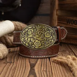 A Men's and Women's Casual Retro Belt Western Style! PU Leather Belt with Metal Buckle, Suitable for Daily Work Wear