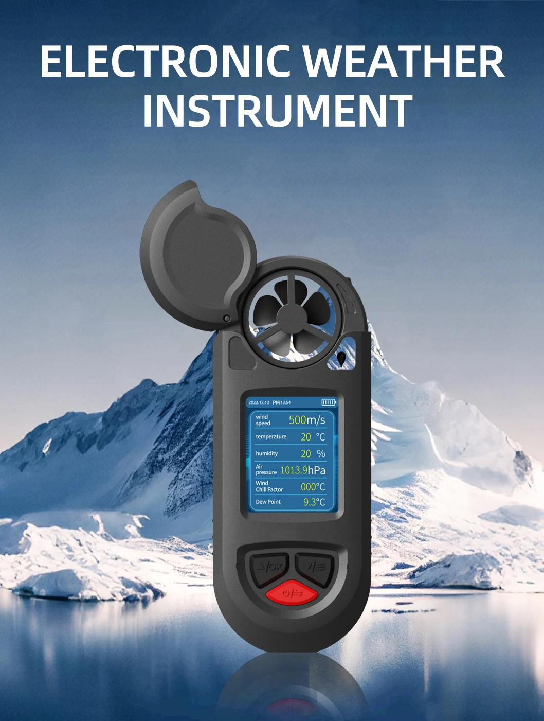 LSJ HW-W01 Sportsman Weather Meter Speed Measuring Instrument for Wind Speed Ambient Temperature Humidity