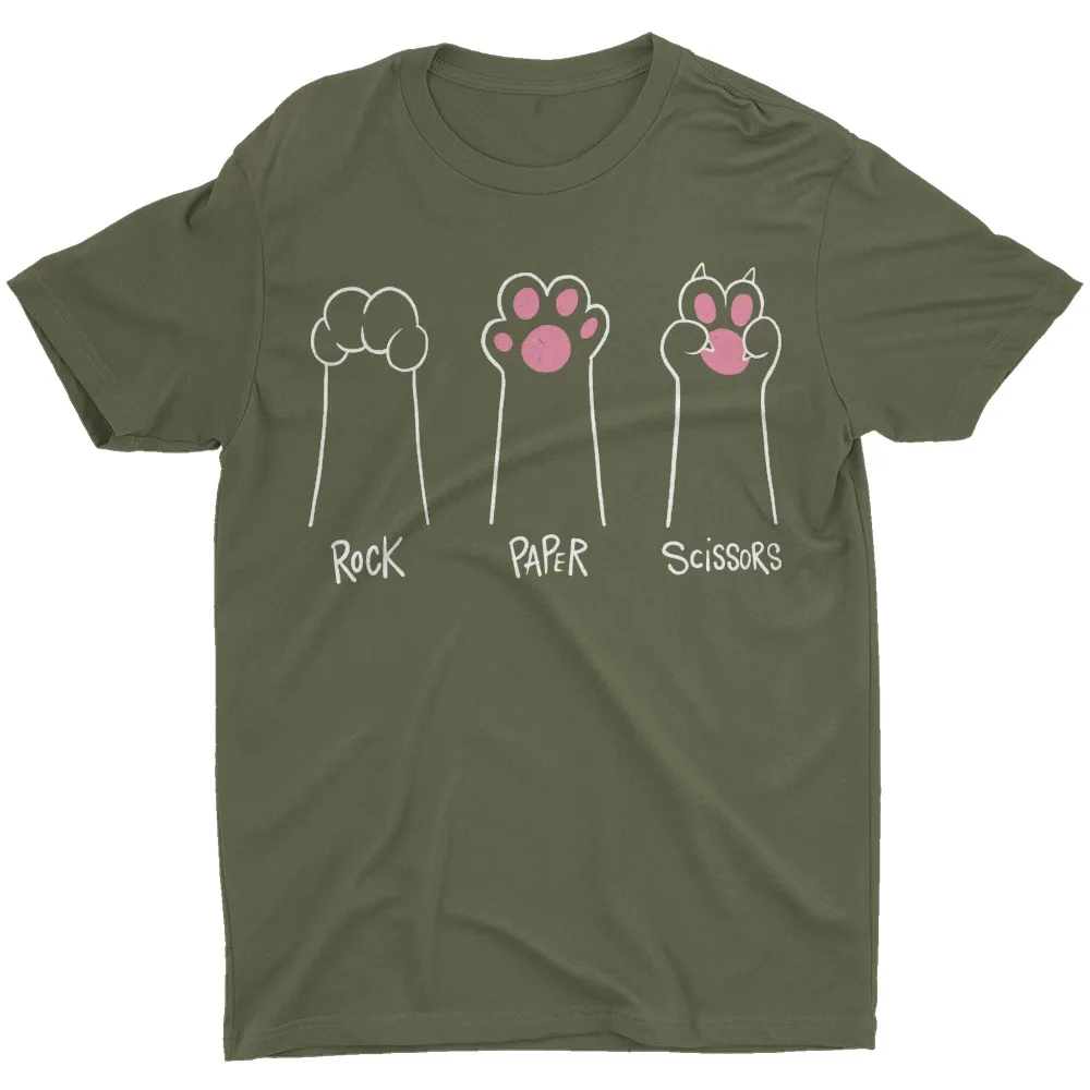 Rock Paper Scissors Cat Paw T-Shirt Minimalist Funny Animal Tee Shirt Graphic