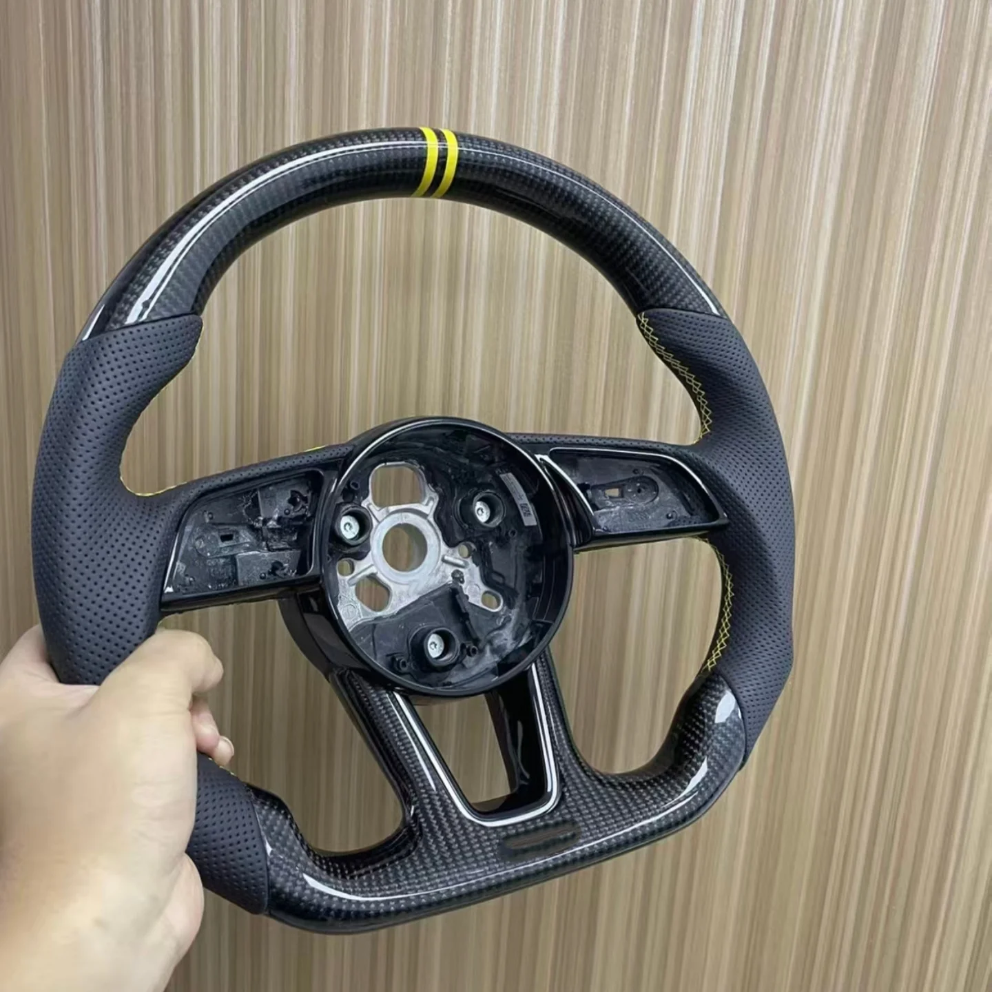 Led Car Steering Wheel for Audi Q8 SQ8 A3 A4 B9 A5 B8 A6 C7 A7 S3 S4 RS3 RS5 RS7 RS6 C8 Carbon Fiber Sports Model view 3