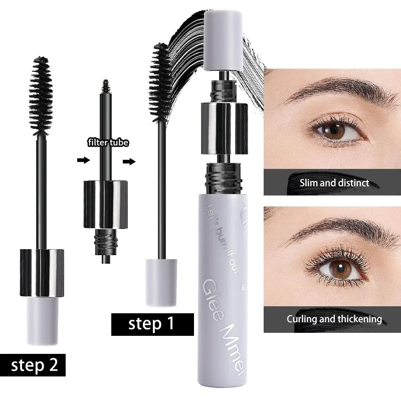 Dubbele Kop Mascara Waterdichte Duurzame Dikke Dunne Lange Snelheid Droge Film 24H Langdurige Nieuwe Hand Oog Make-Up