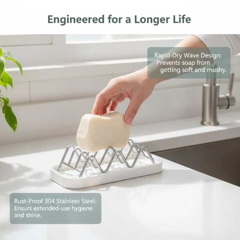 【M】Stainless Steel Waterproof Rust-Resistant Easy Soap Rack Multi-Soap Storage With Drainage Tray