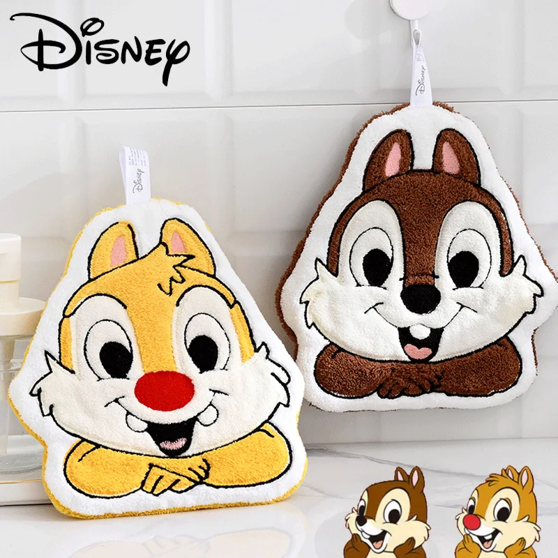 Disney Chip and Dale Cute Hanging Type Towel Super Absorbent Soft Handkerchief Wipe Hand Towelette Kids Bathroom Toilet Supplies