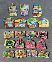 Wooden Refrigerator Magnet Travel Souvenir United States Philippines Cuba Netherlands Malaysia Mauritius Magnetic Fridge Sticker