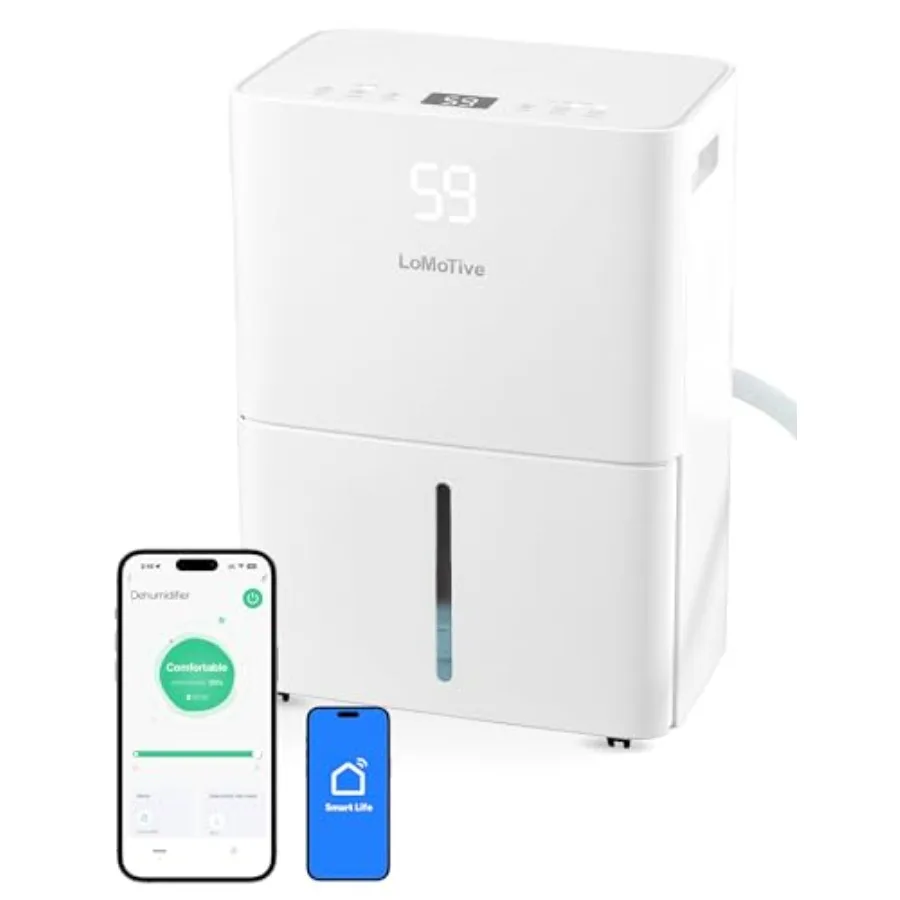 

Умный Wi-Fi осушитель воздуха на 34 пинты для дома, до 2500 кв. футов, высокоэффективный, с компрессором из чистой меди, автоматическим дренажным шлангом, управлением через приложение