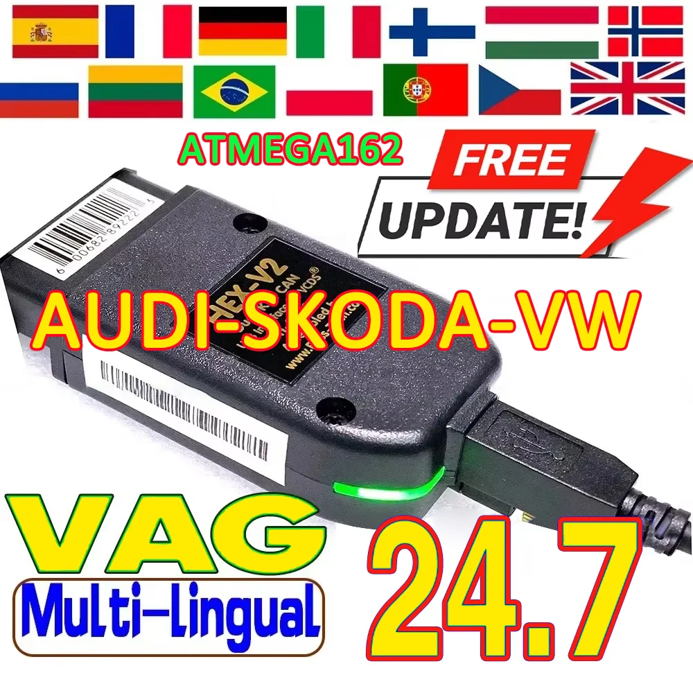 2024 NEWEST VCDS 24.7 VAG Scanner Tool Cable OBD2 Diagnostic Multi-Language HEX V2 Wesheu VCDS VAG COM For Audi SKODA VW Car