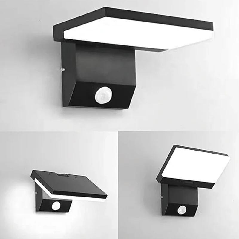 IP65 مقاوم للماء في الهواء الطلق الجدار الخفيفة قابل للتعديل زاوية الألومنيوم LED شمعدانات جدارية مع الاستشعار حديقة الممر الشرفة ضوء داخلي