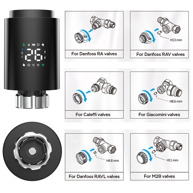 Tuya Smart Zigbee Radiator Actuator TRV Programmable Thermostatic Radiator Valve App Remote
