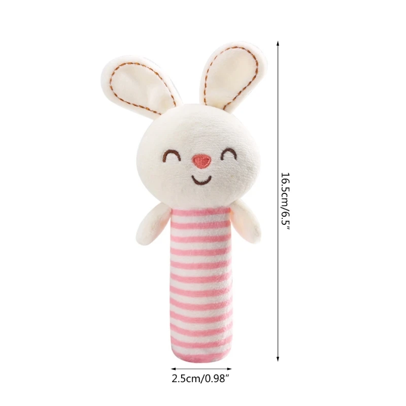 16.5cm Cartoon Animal Rattle Plush 6.49 Inches Soft Animal Stuffed Rattle Toddler Children Appease Sleeping Gift