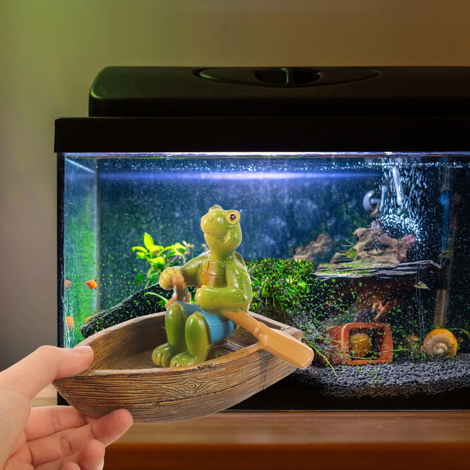 

Aquarium Resin Turtle Decoration Fish Tank Landscape Prop Waterproof Lightweight Ornament For Micro Landscape Decor Pet