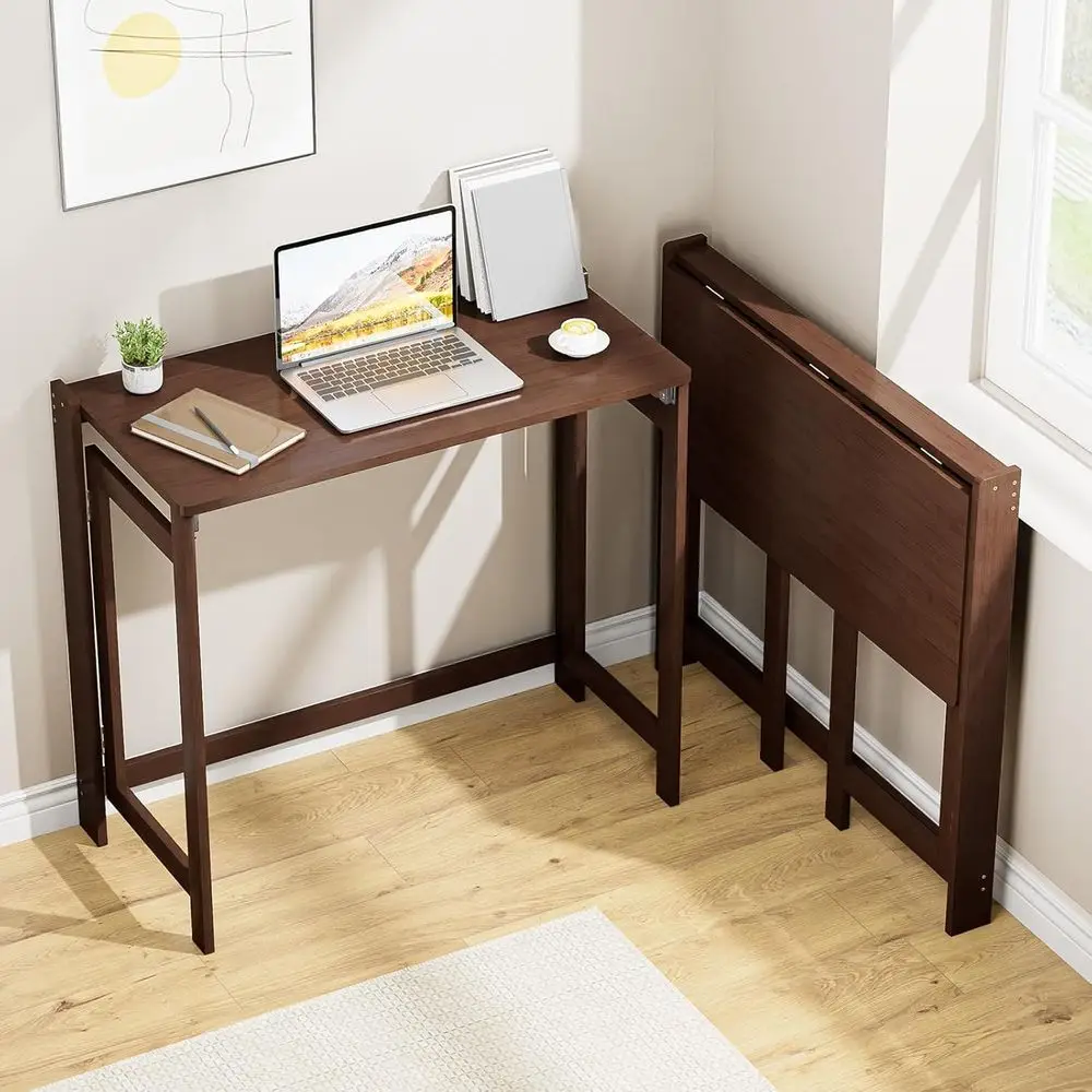 

Compact Foldable Desk 32.68 for Small Spaces, Writing and Computer Desk, Bedroom or Home Office, Space-Saving Design, Easy Assem