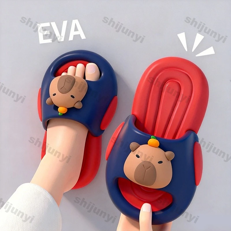 

Capybara EVA Children's Slippers for Boys Girls' Summer Breathable Soft Soled Beach Shoes Women Non Slip Cartoon House Slippers